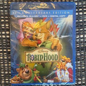 New/Sealed DISNEY"S ROBIN HOOD 40TH Anniversary Edition Blu-Ray & DVD